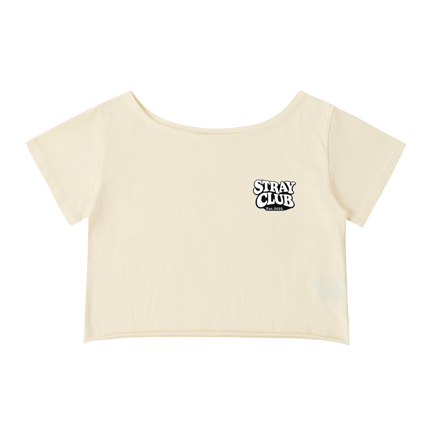 Off-Shoulder Rolled Hem Street T-Shirt