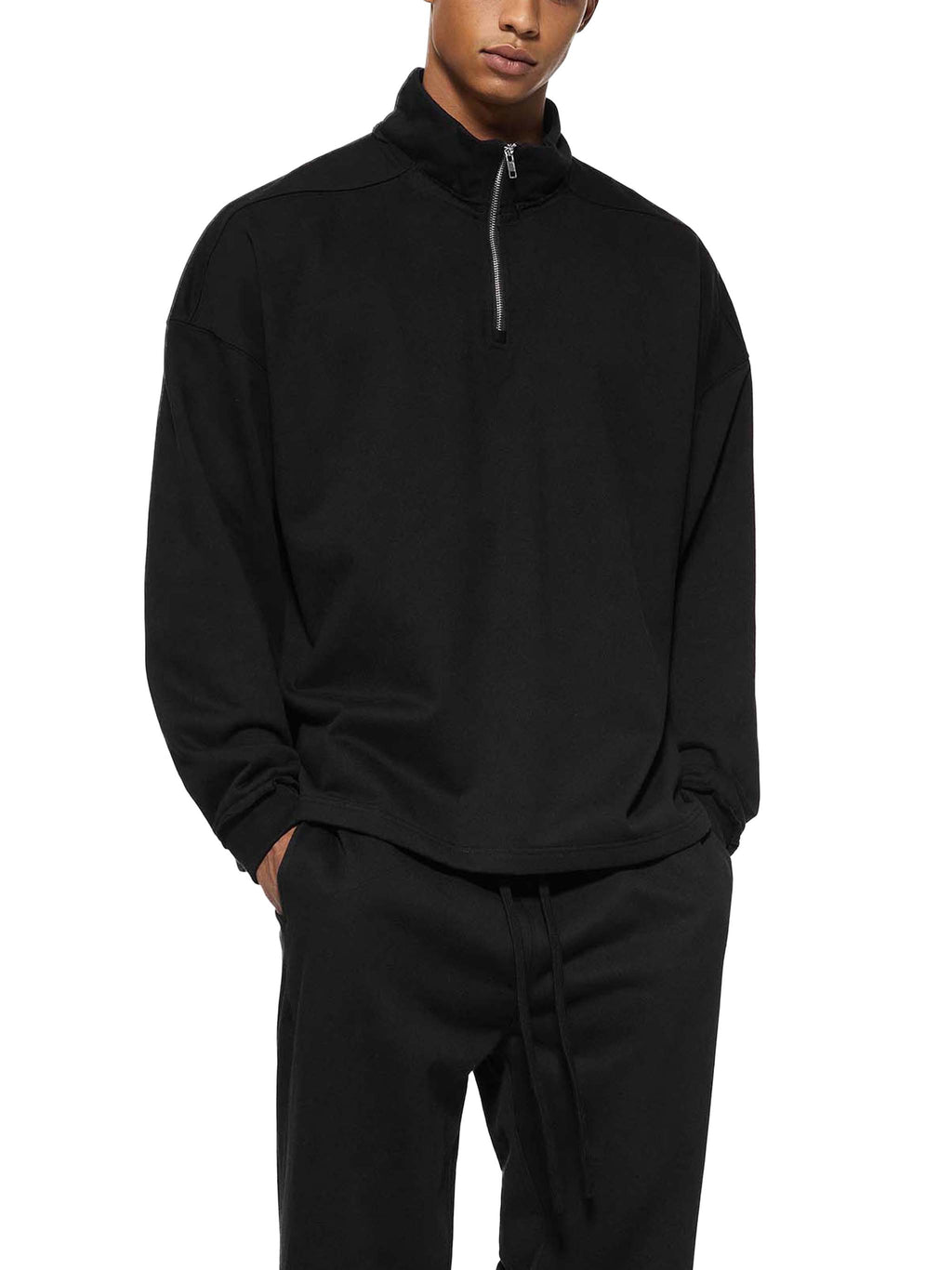 Quarter -Zip Rolled Edge Fleece Sweatshirt