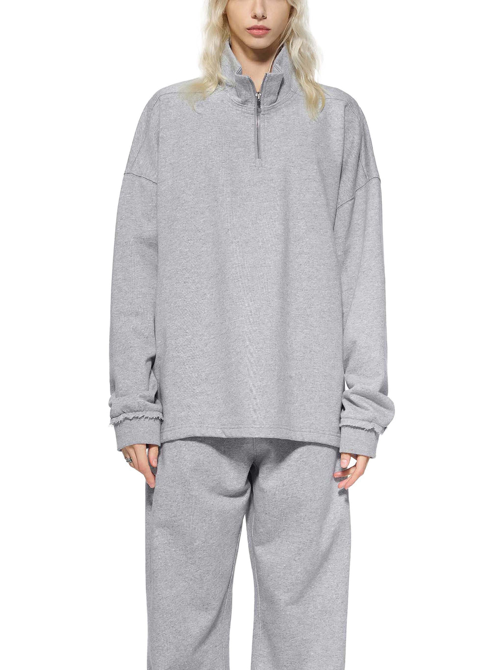 Quarter -Zip Rolled Edge Fleece Sweatshirt