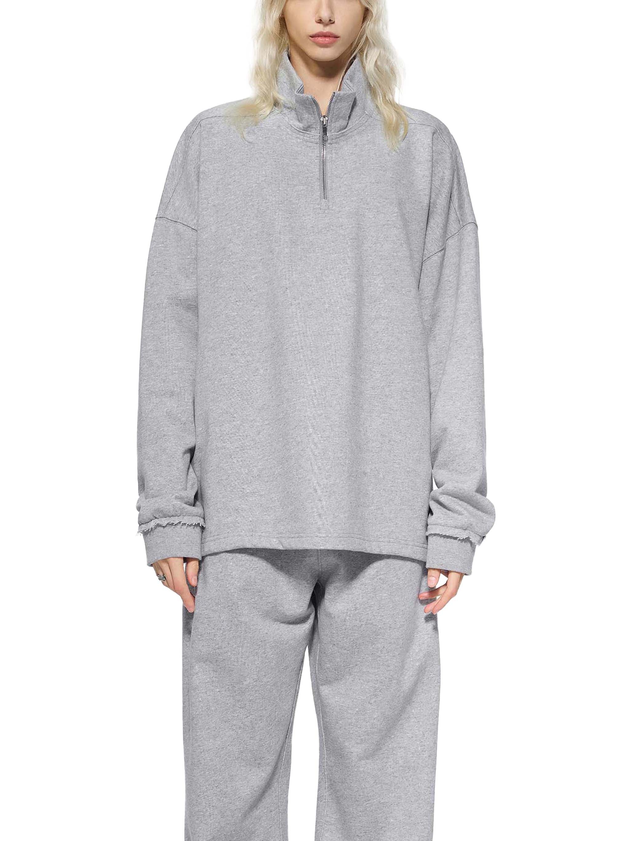 Quarter -Zip Rolled Edge Fleece Sweatshirt