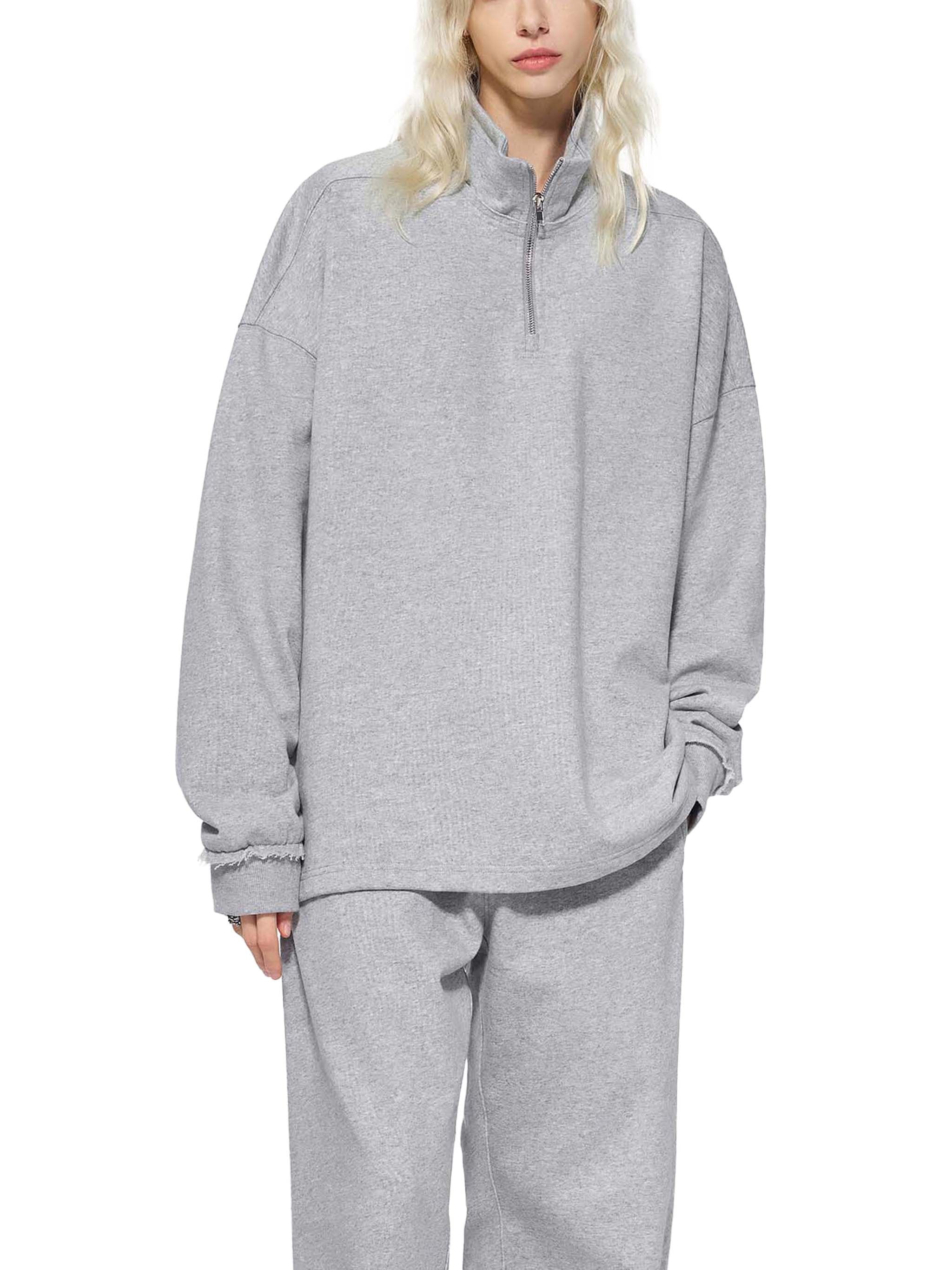 Quarter -Zip Rolled Edge Fleece Sweatshirt