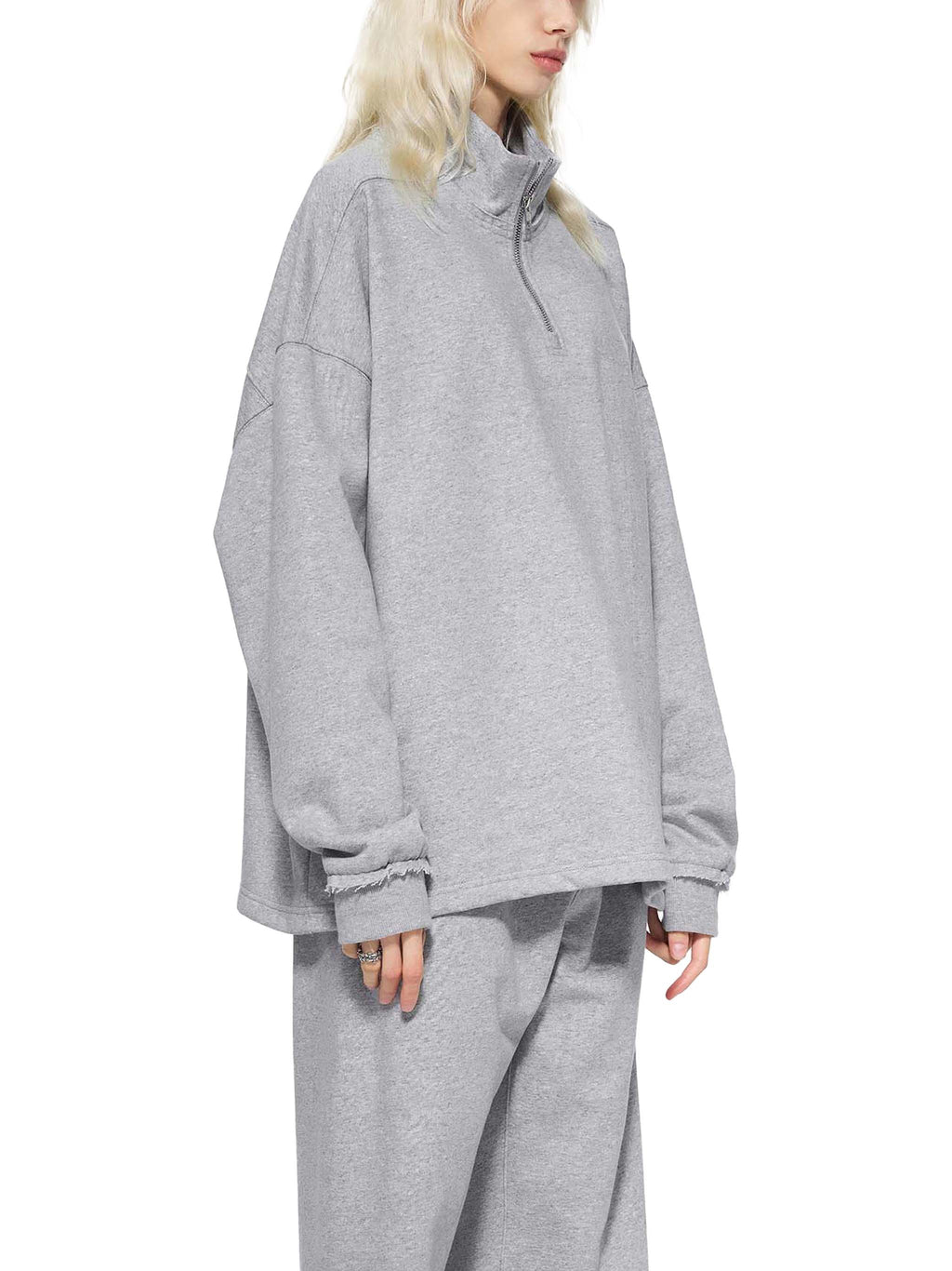 Quarter -Zip Rolled Edge Fleece Sweatshirt