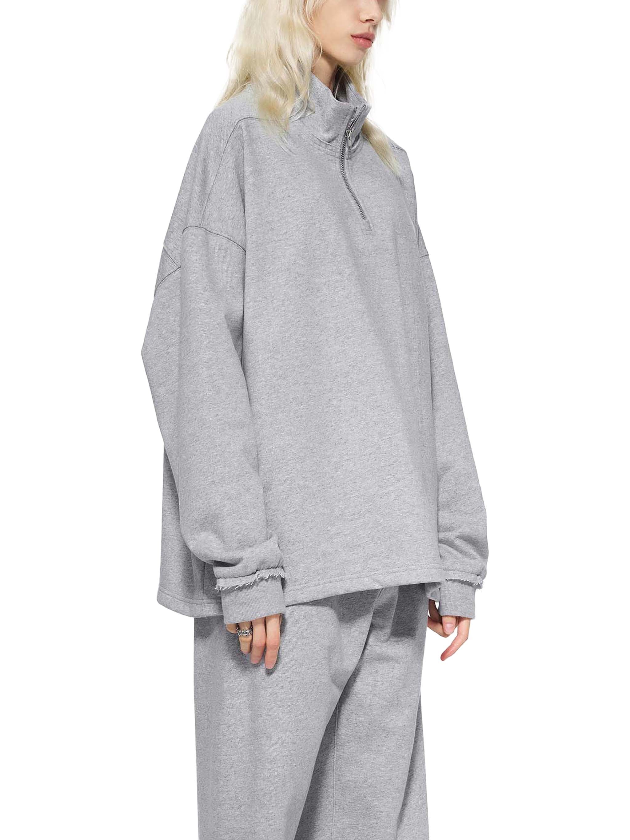 Quarter -Zip Rolled Edge Fleece Sweatshirt