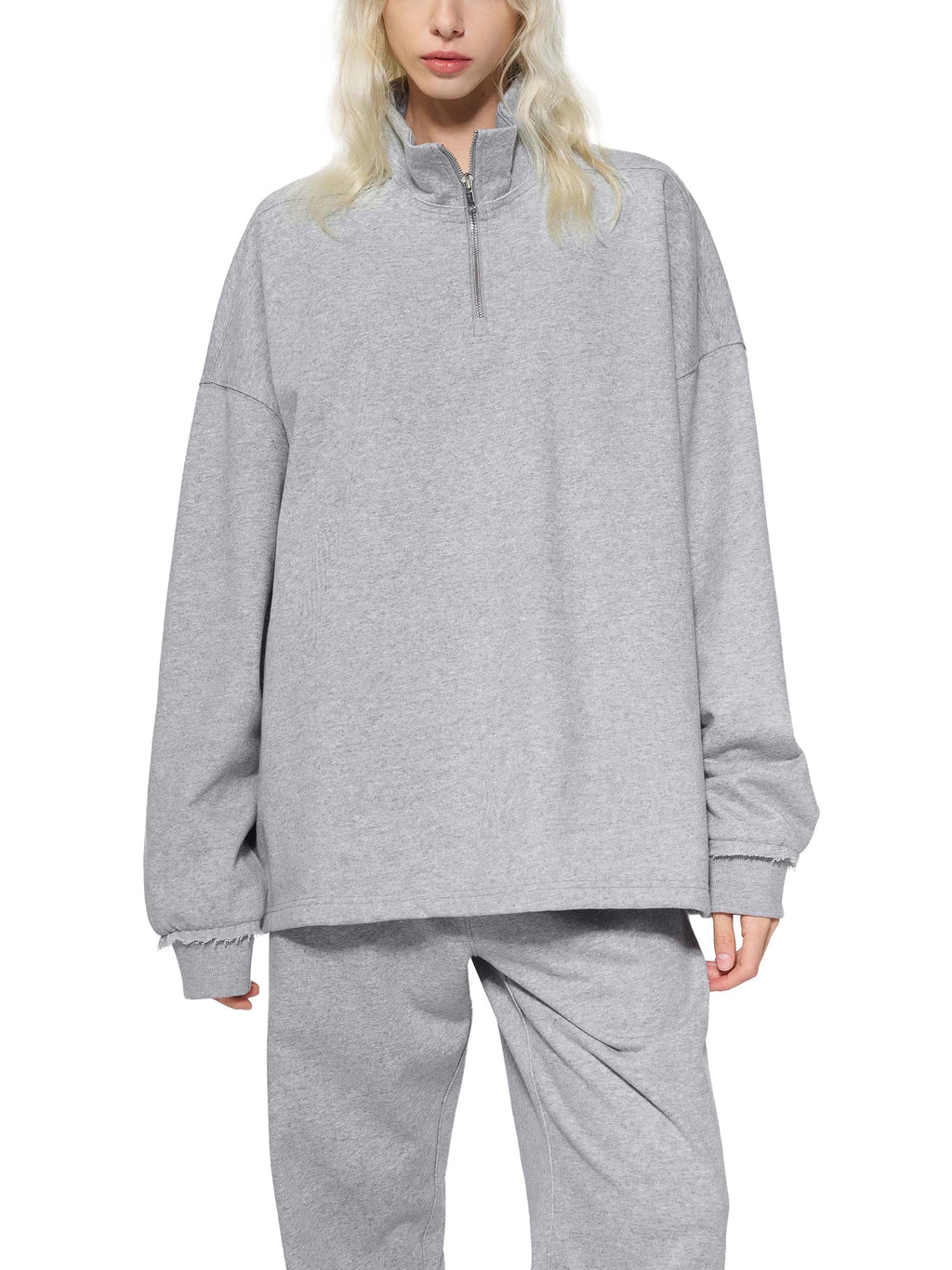 Quarter -Zip Rolled Edge Fleece Sweatshirt