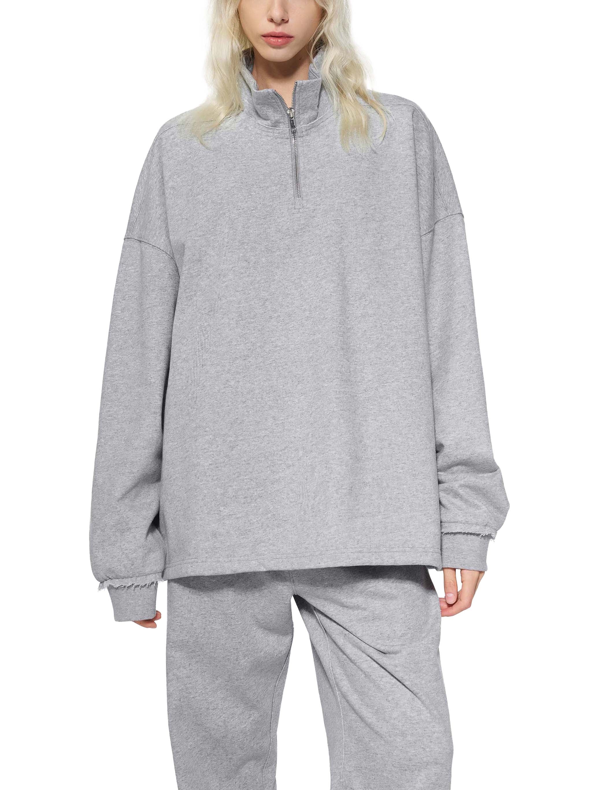 Quarter -Zip Rolled Edge Fleece Sweatshirt