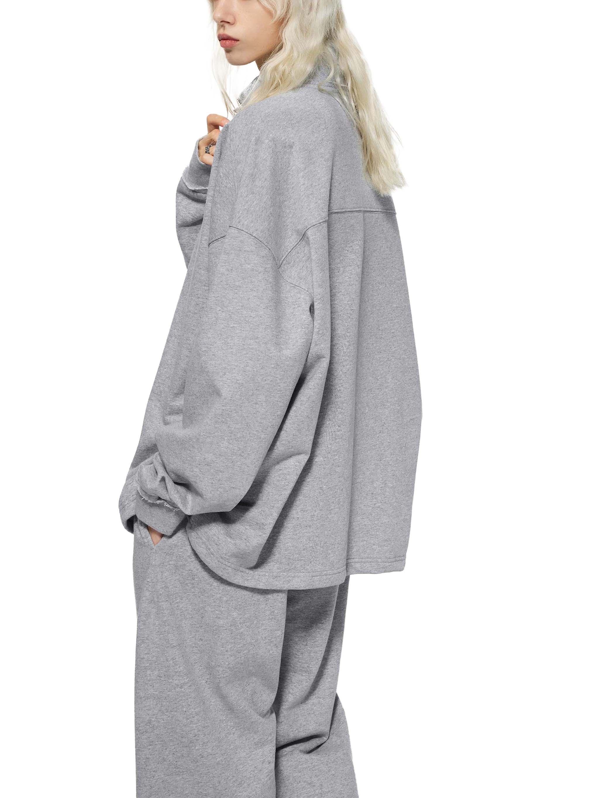 Quarter -Zip Rolled Edge Fleece Sweatshirt